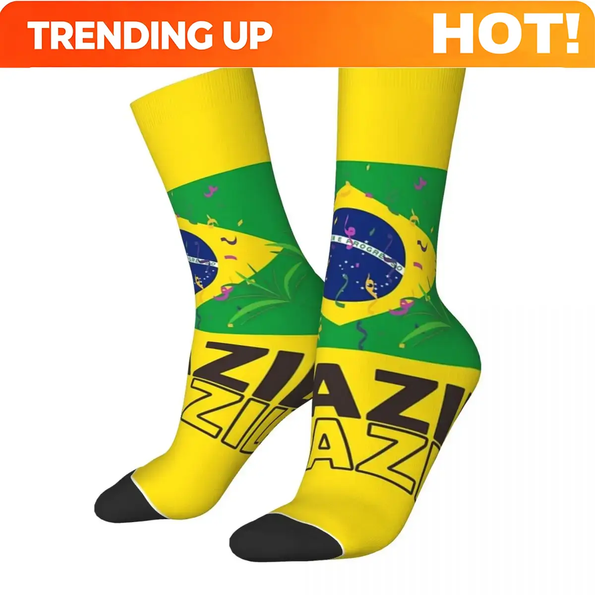 Men Accessories All - Customization Brazil National Flag Socks Harajuku