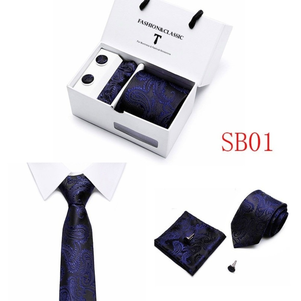 Luxury Woven Silk Jacquard Nec - Neck Tie Set Box 评论和价格
