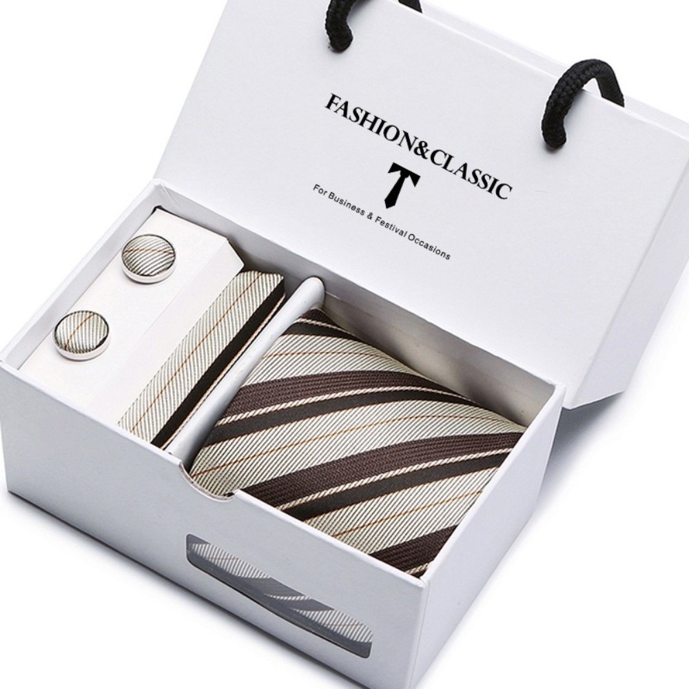 Luxury Woven Silk Jacquard Nec - Neck Tie Set Box 评论和价格