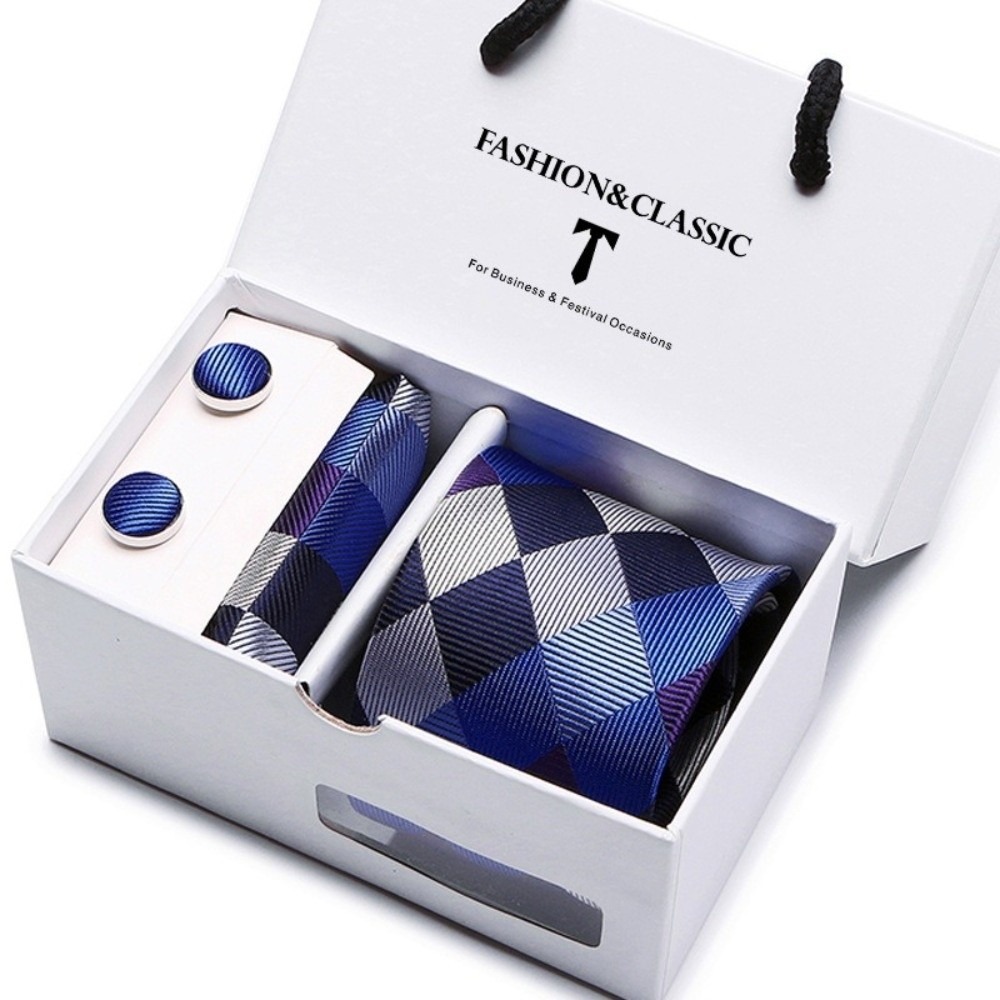 Luxury Woven Silk Jacquard Nec - Neck Tie Set Box 评论和价格